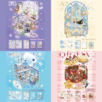 Light and Songs 3D Sticker | 4 Cute Miniature Scenes