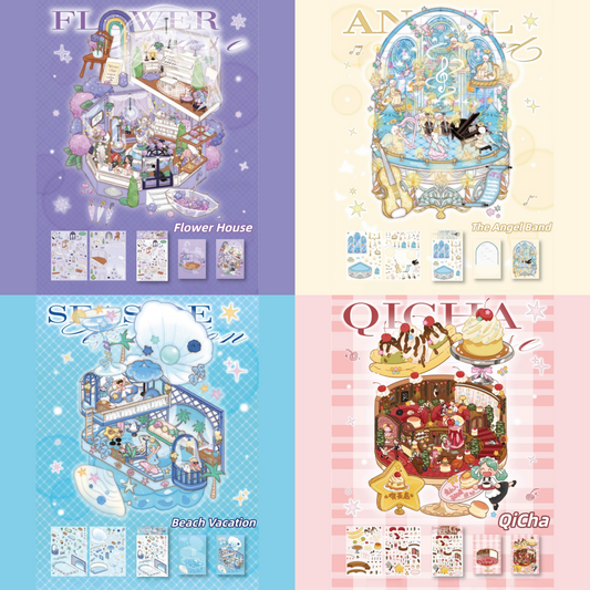 Light and Songs 3D Sticker | 4 Cute Miniature Scenes