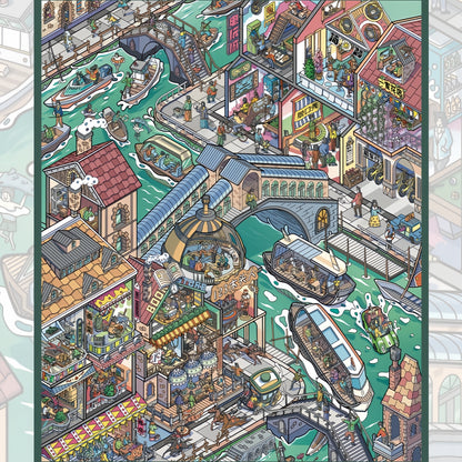 City Center 3D Sticker | 2 Cute Miniature Scenes