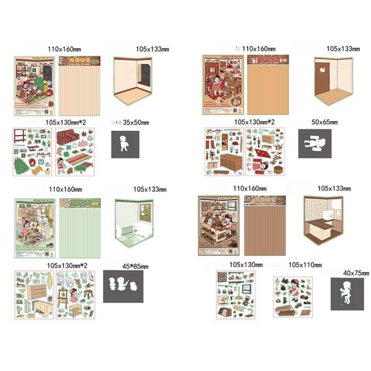 Stories in the Corner 3D Sticker | 4 Cute Miniature Scenes