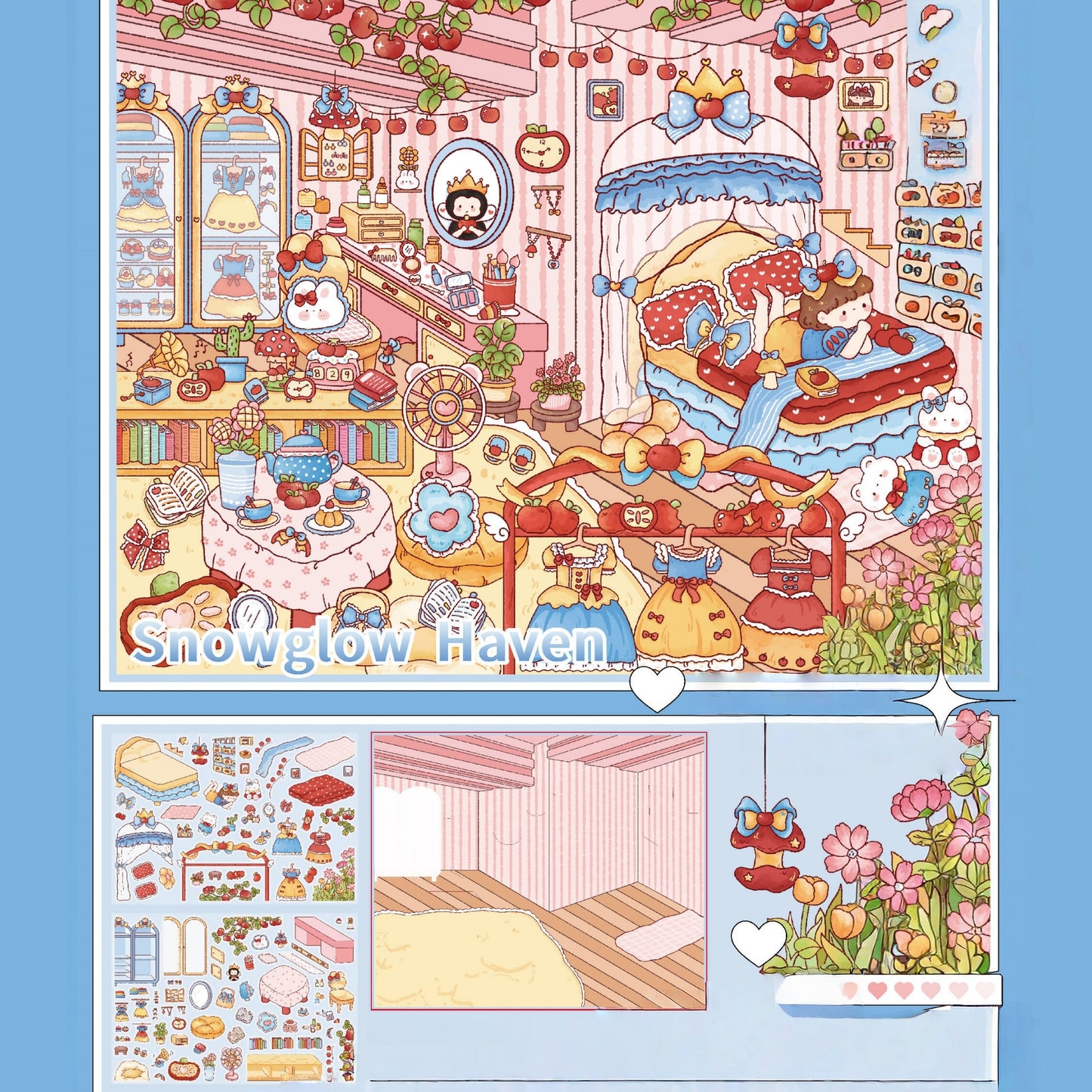 Dreams in Every Season 3D Sticker | 4 Cute Miniature Scenes