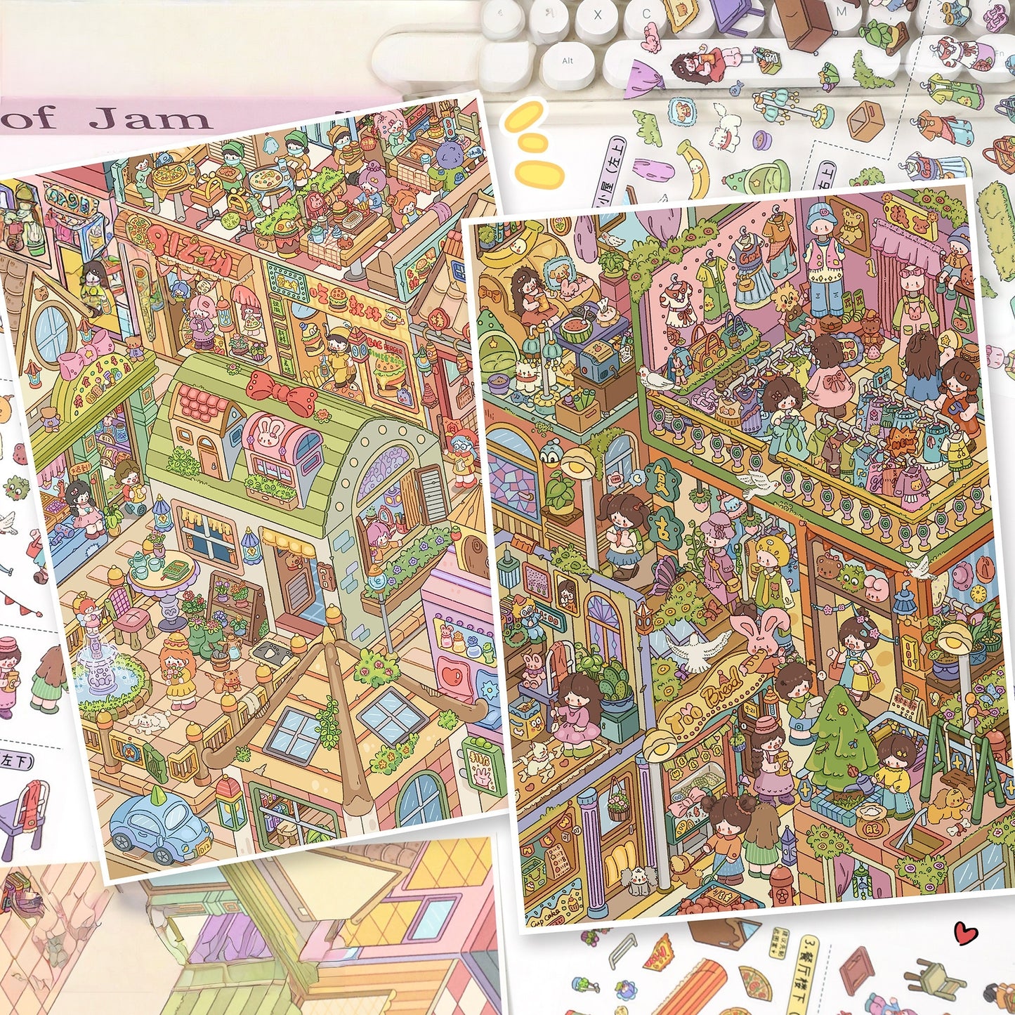Tastes & Threads 3D Sticker | 2 Cute Miniature Scenes