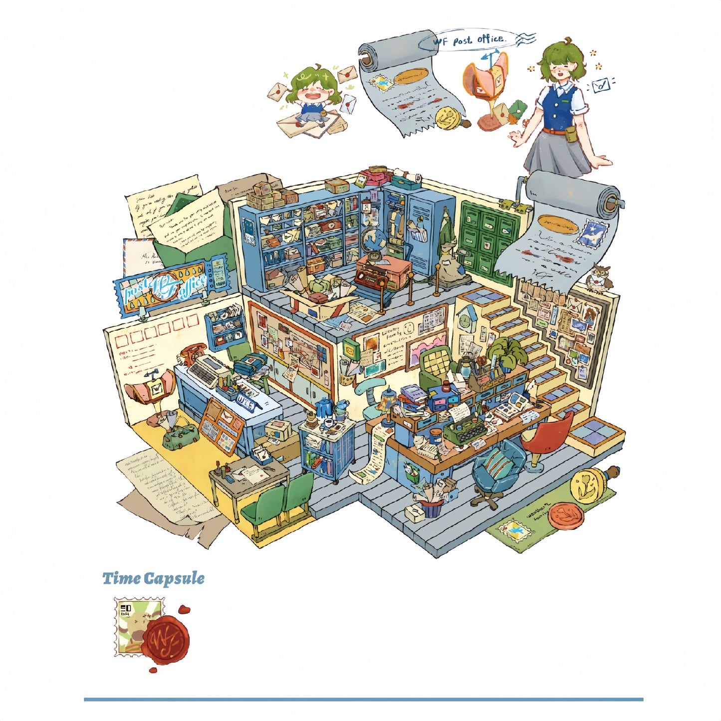 Time Capsule Cabin 3D Sticker | 4 Cute Miniature Scenes