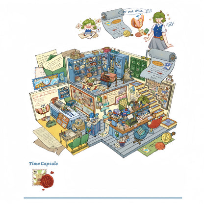 Time Capsule Cabin 3D Sticker | 4 Cute Miniature Scenes