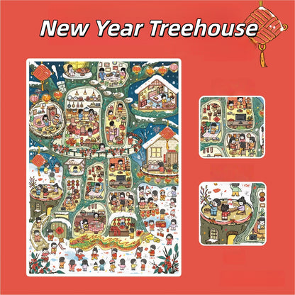 Chinese New Year 3D Sticker | 2 Cute Miniature Scenes