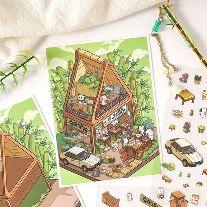 Paw's Town 3D Sticker | 4 Cute Miniature Scenes