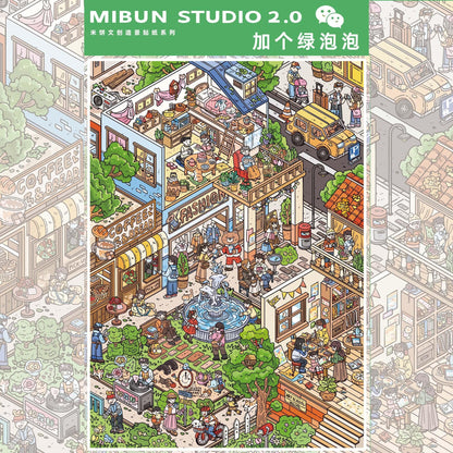 Streetscape 3D Sticker | 4 Cute Miniature Scenes