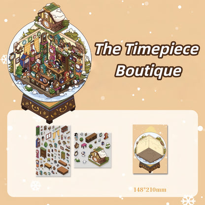 Winter Serene Crystal Poem 3D Sticker | 4 Cute Miniature Scenes
