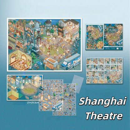 Streetscapes 3D Sticker | 4 Cute Miniature Scenes