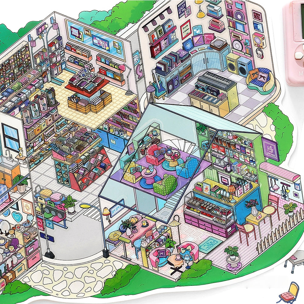 Streetscape 3D Sticker | 2 Cute Miniature Scenes