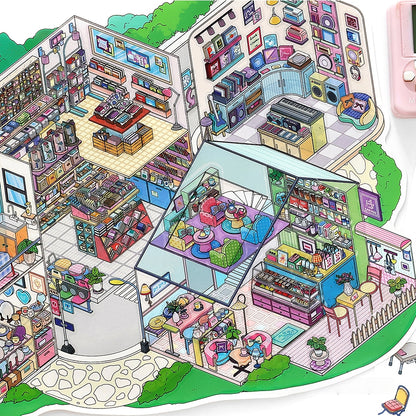 Streetscape 3D Sticker | 2 Cute Miniature Scenes