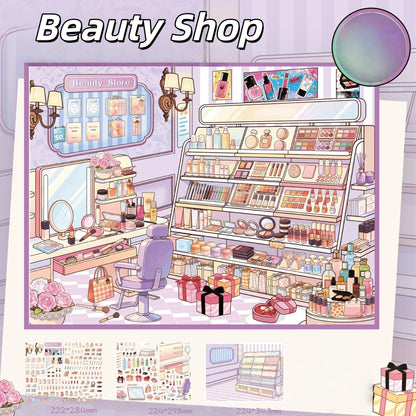 Shelf Display 3D Sticker | 4 Cute Miniature Scenes