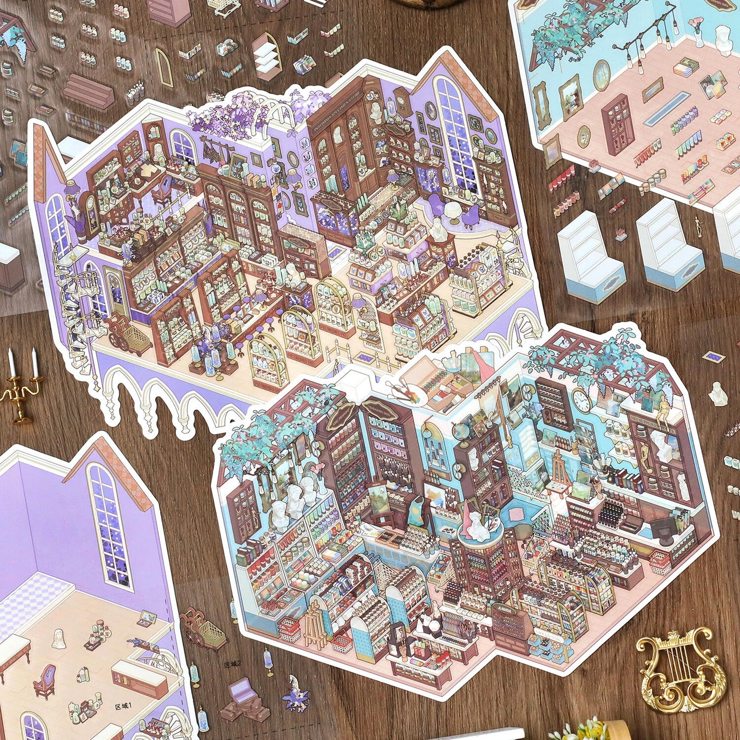 Memory Exhibition Room 3D Sticker | 2 Cute Miniature Scenes