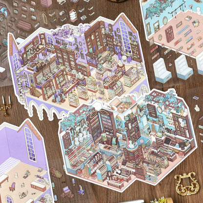 Memory Exhibition Room 3D Sticker | 2 Cute Miniature Scenes