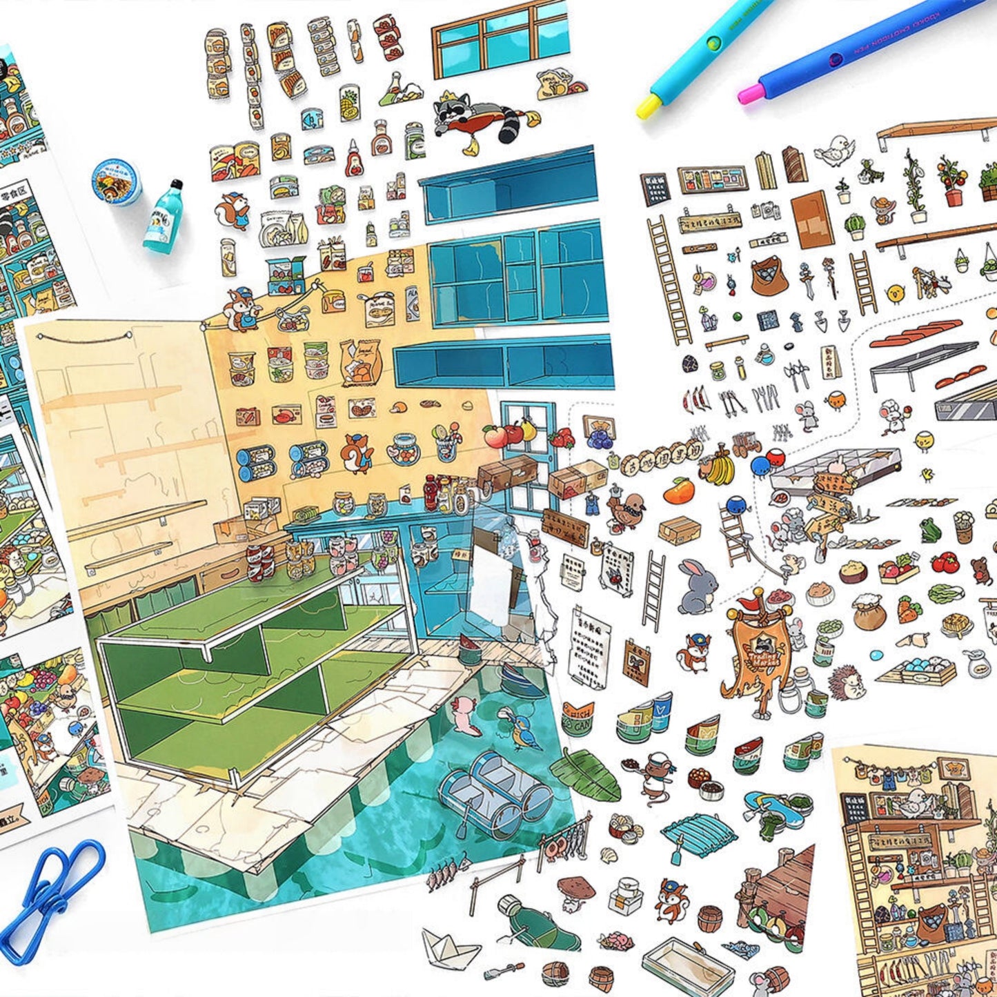 Animal Shops 3D Sticker | 2 Cute Miniature Scenes