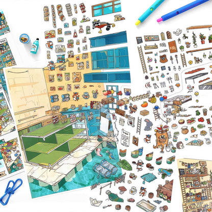 Animal Shops 3D Sticker | 2 Cute Miniature Scenes