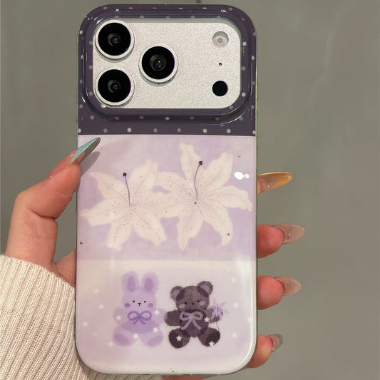 Cartoon Bear Rabbit Lily Acrylic Phone Case