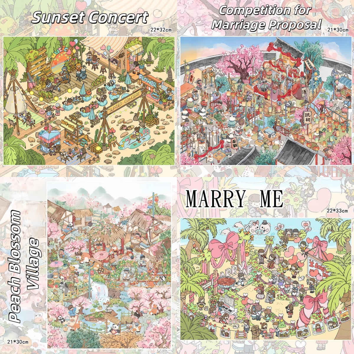 Life in Countryside 3D Sticker | 4 Cute Miniature Scenes