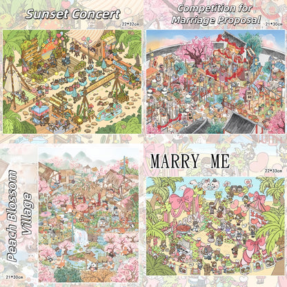 Life in Countryside 3D Sticker | 4 Cute Miniature Scenes