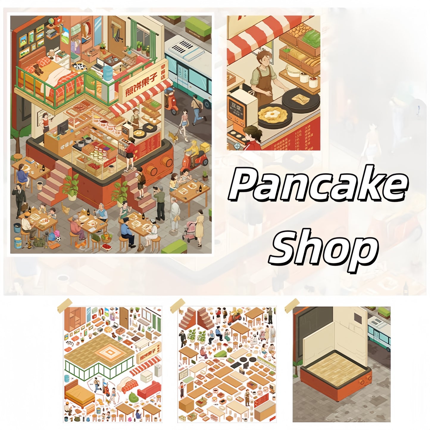 Snack Shop 3D Sticker | 2 Cute Miniature Scenes