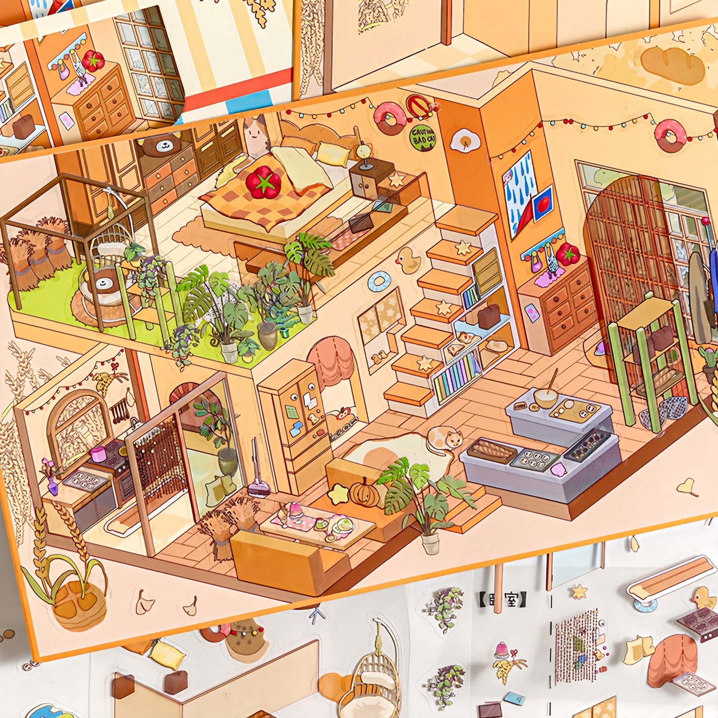 My Two-Story Kingdom 3D Sticker | 4 Cute Miniature Scenes