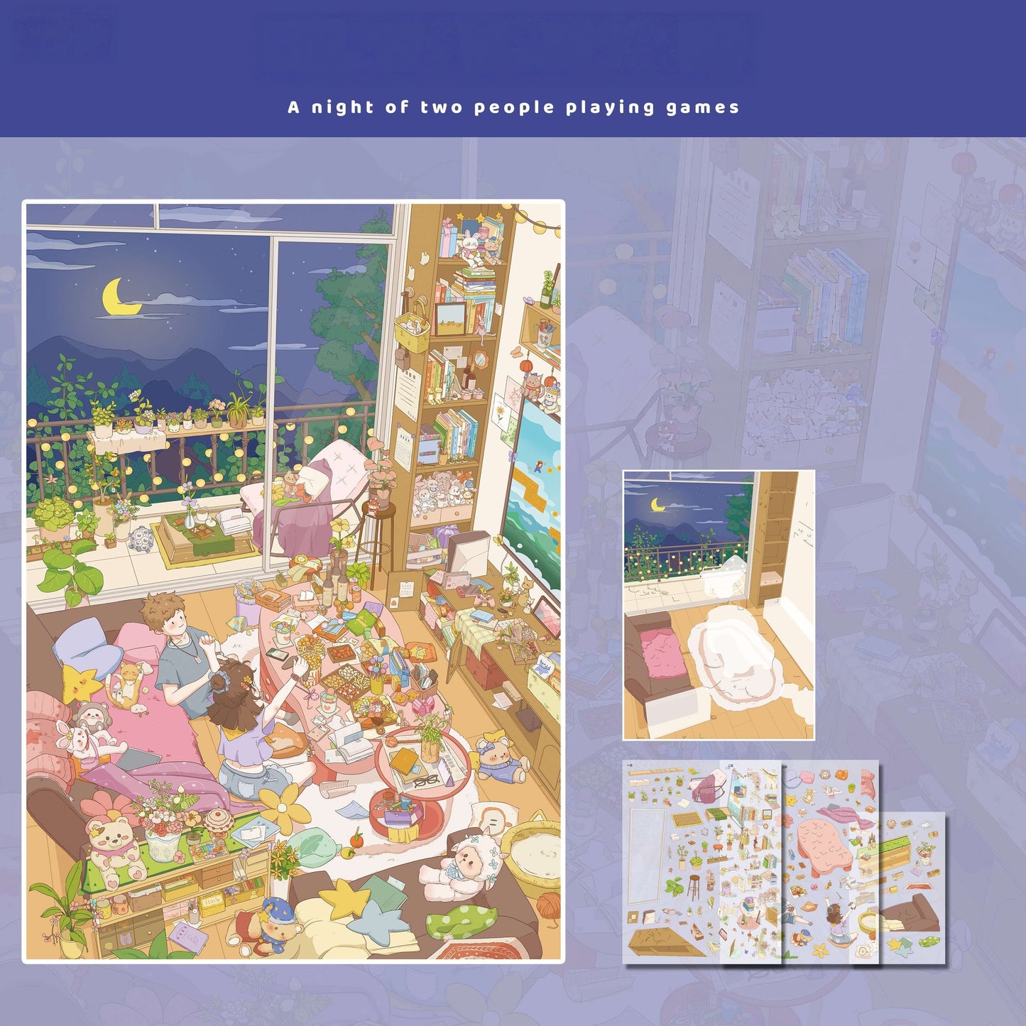 Evening Plans 3D Sticker | 3 Cute Miniature Scenes
