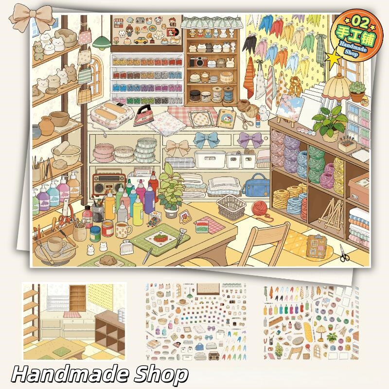 Shelf Display 3D Sticker | 4 Cute Miniature Scenes
