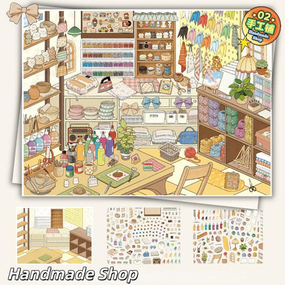 Shelf Display 3D Sticker | 4 Cute Miniature Scenes