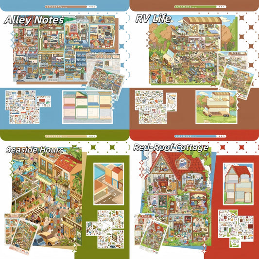 Wander & Rest 3D Sticker | 4 Cute Miniature Scenes