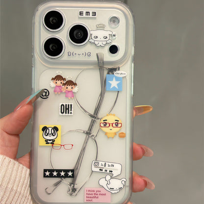 Cartoon Animals with Glasses Acrylic Phone Case