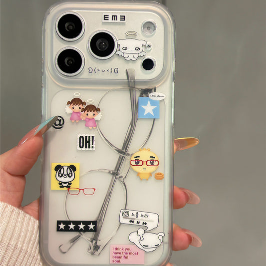 Cartoon Animals with Glasses Acrylic Phone Case