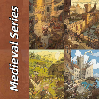 Medieval Series 3D Sticker | 4 Cute Miniature Scenes