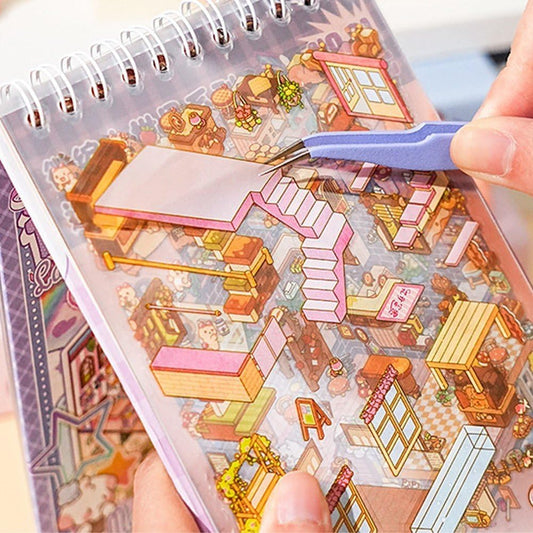 Tiny Animal Wonders 3D Sticker Material Book 2.0 – Purple Book(10 Scenes) | Pink Book(10 Scenes)