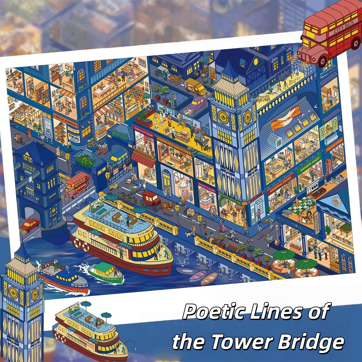 Apple Town 3D Sticker | 2 Cute Miniature Scenes