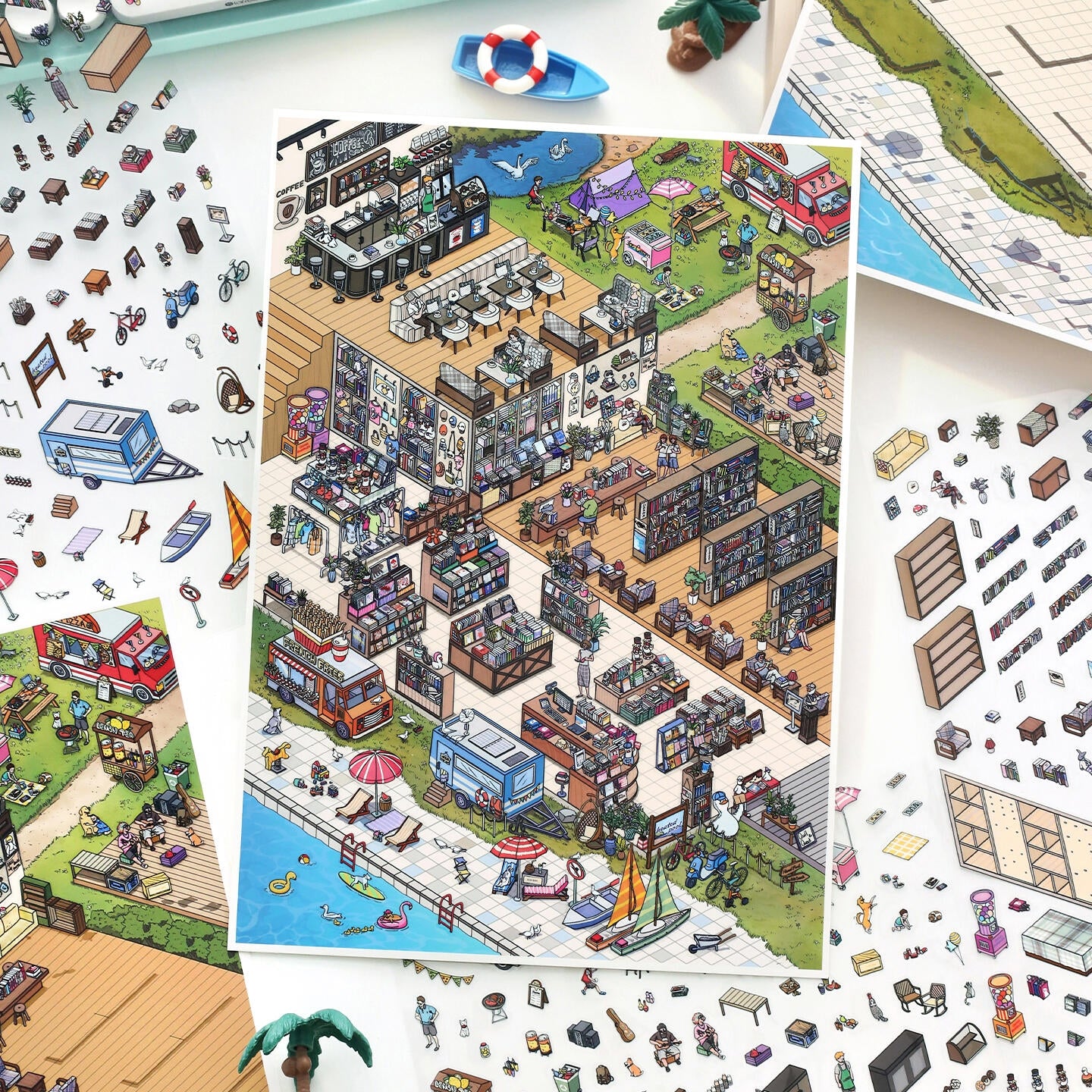 Tides & Tales 3D Sticker | 4 Cute Miniature Scenes