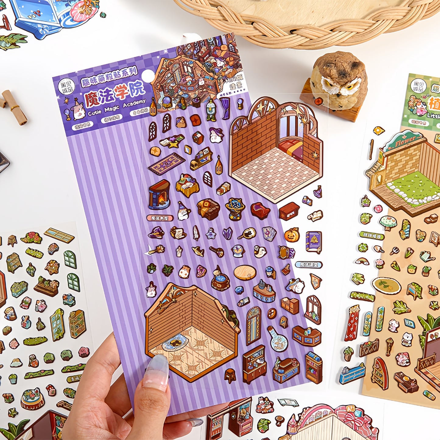 Curiosity Map 3D Sticker | 4 Cute Miniature Scenes