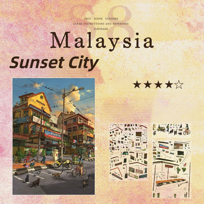 Malaysia 3D Sticker | 2 Cute Miniature Scenes
