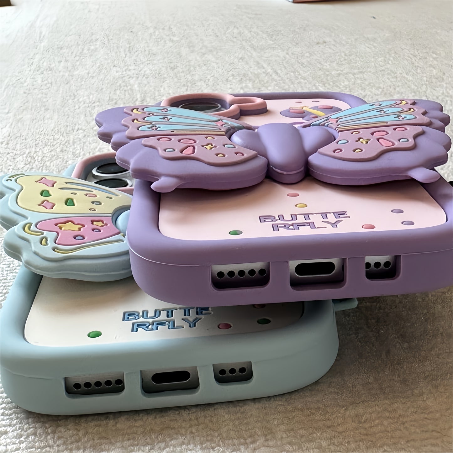3D Butterfly Stand Silicone Phone Case