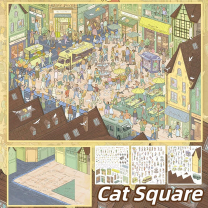 Purrfect World 3D Sticker | 3 Cute Miniature Scenes