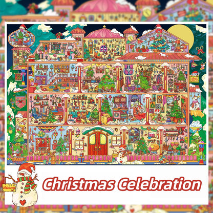 Christmas Cottage 3D Sticker | 3 Cute Miniature Scenes