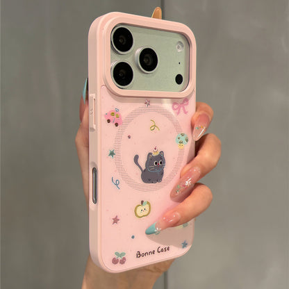 Guava Pink Cat and Dachshund Magnetic Stand Acrylic Phone Case