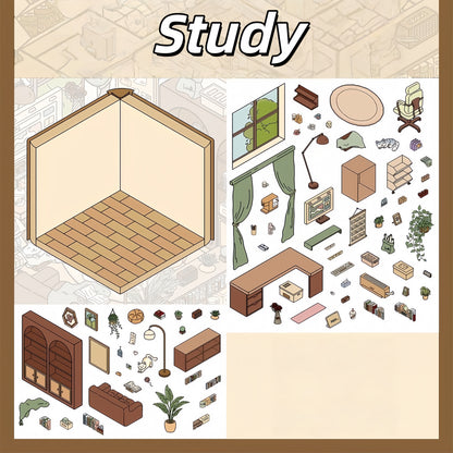 Comfortable Home 3D Sticker | 3 Cute Miniature Scenes