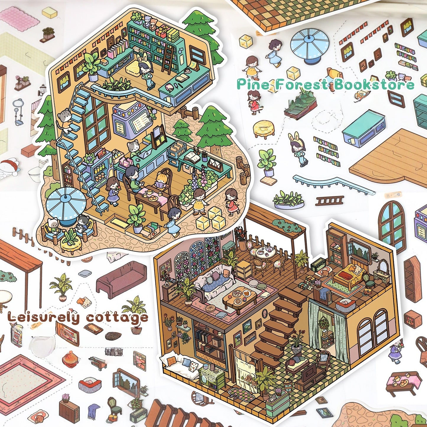 Cute Daily Life 3D Sticker | 4 Cute Miniature Scenes