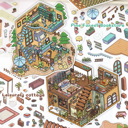 Cute Daily Life 3D Sticker | 4 Cute Miniature Scenes