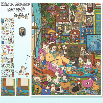 A Quiet Afternoon 3D Sticker | 2 Cute Miniature Scenes