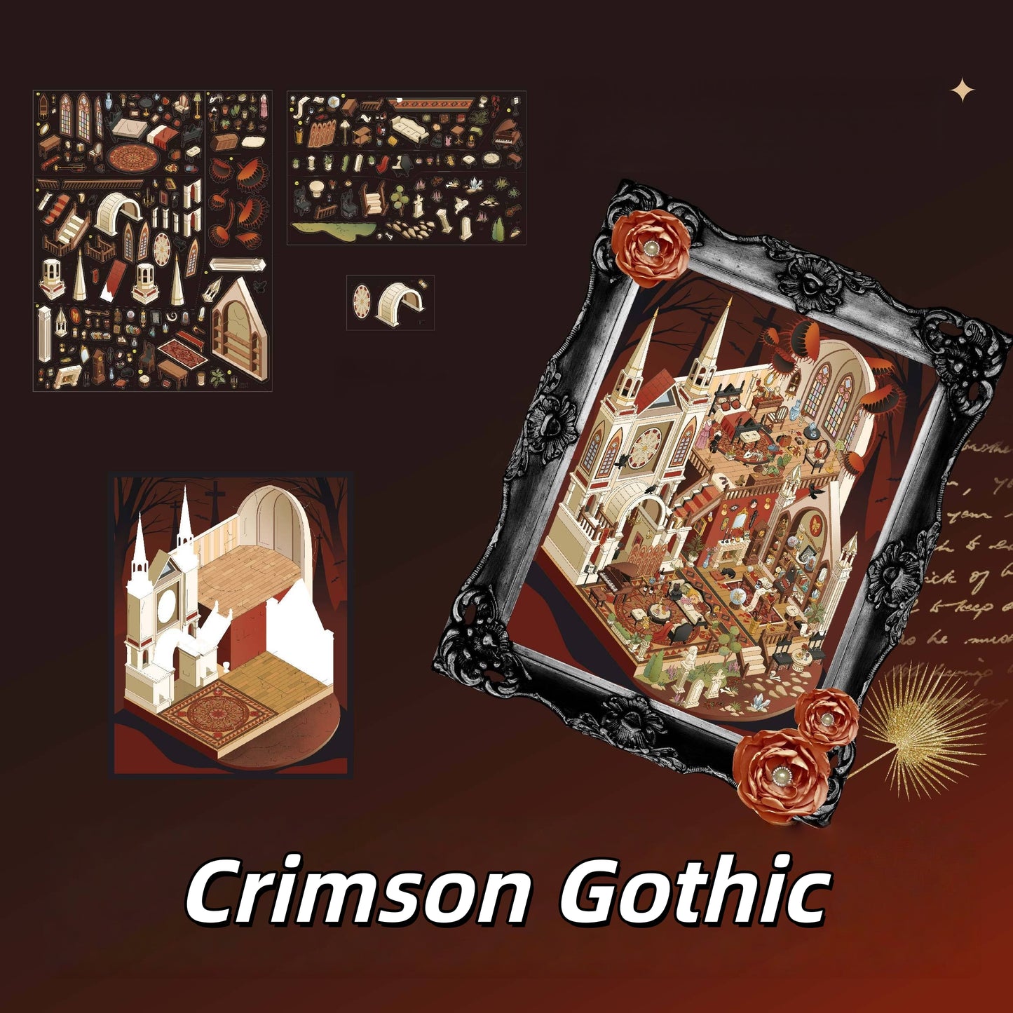 Dark Elegance 3D Sticker | 2 Cute Miniature Scenes