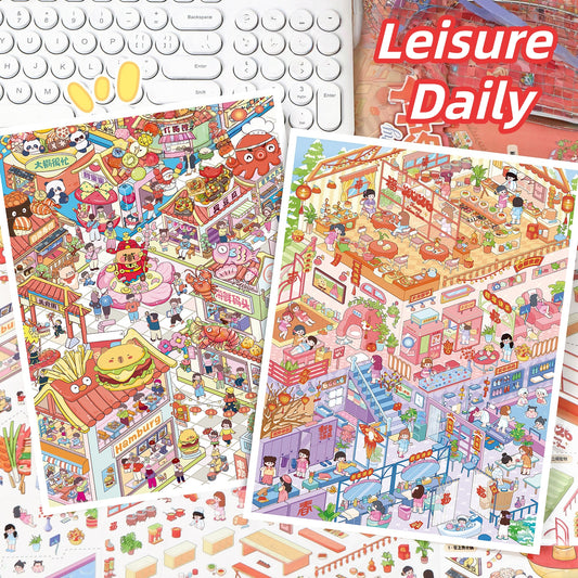 Leisure Daily 3D Sticker | 2 Cute Miniature Scenes