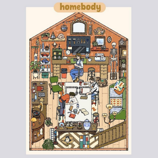 The Calm of Staying 3D Sticker | 2 Cute Miniature Scenes