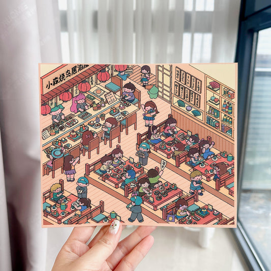 Eastern Marketplace 3D Sticker | 3 Cute Miniature Scenes