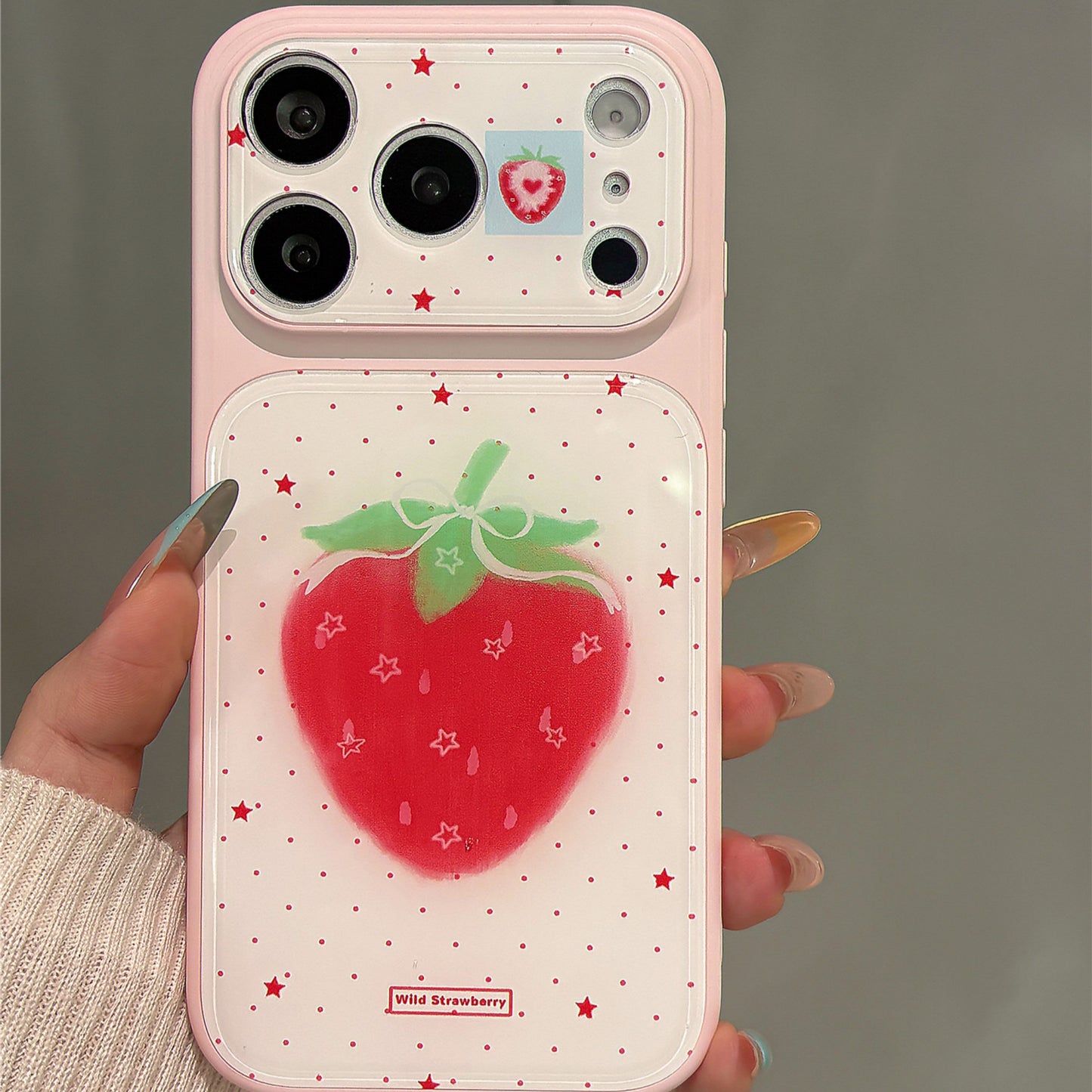 Pink Star Strawberry Acrylic Phone Case